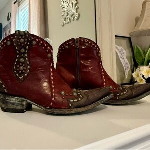 Old Gringo Real Leather Studded Red Western Ankle Boots